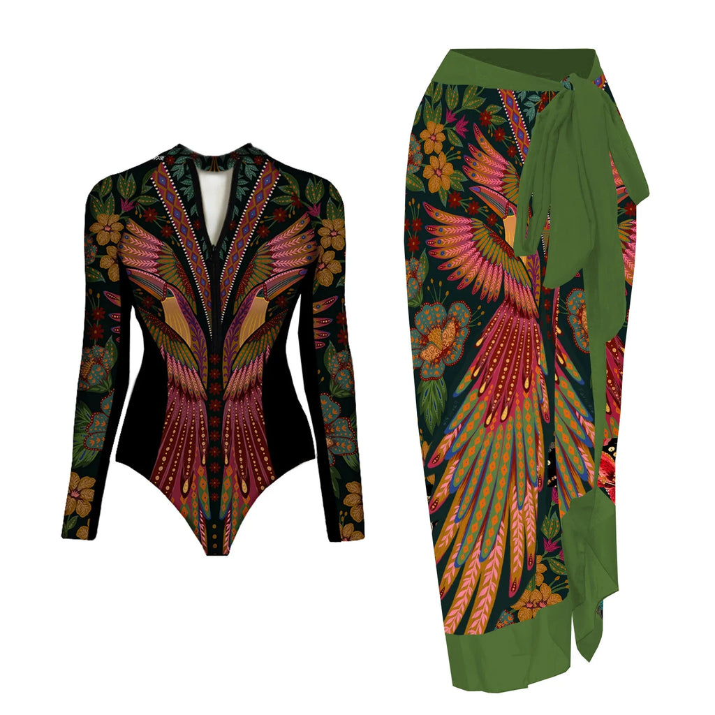 Wild Heart Printed Long-Sleeve One-Piece-3