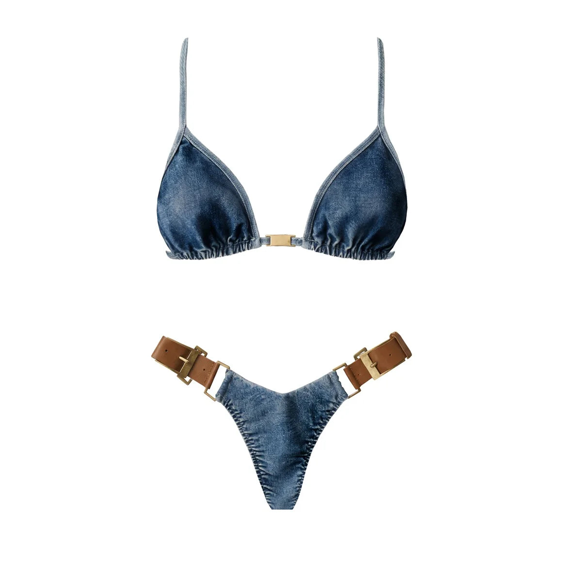 Daring Denim Bandeau Bikini Set-5