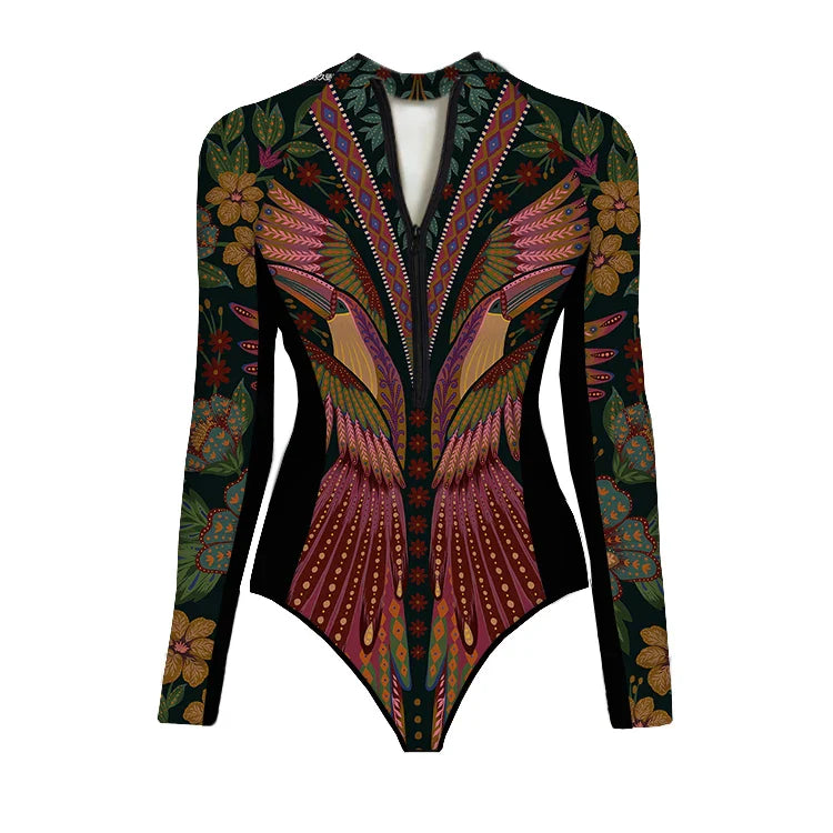 Wild Heart Printed Long-Sleeve One-Piece-4
