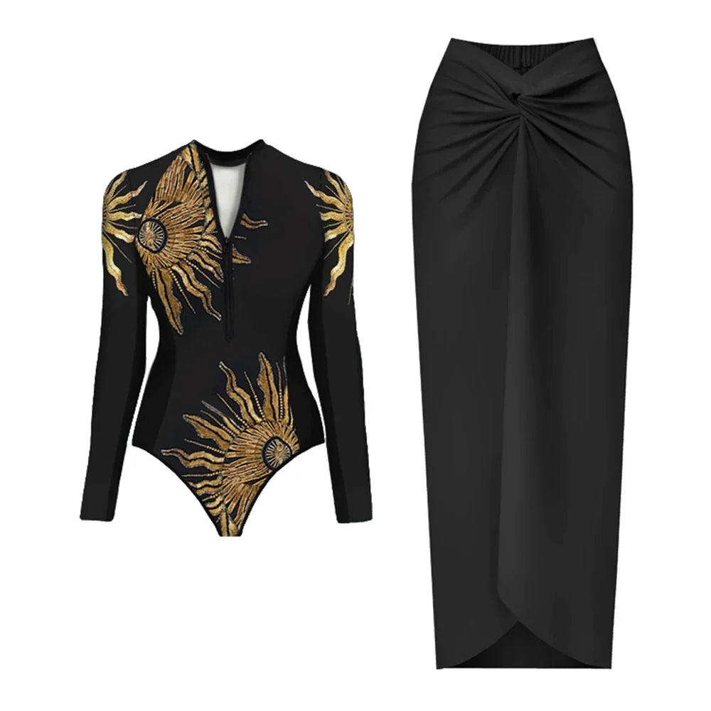 Wild Heart Printed Long-Sleeve One-Piece-20
