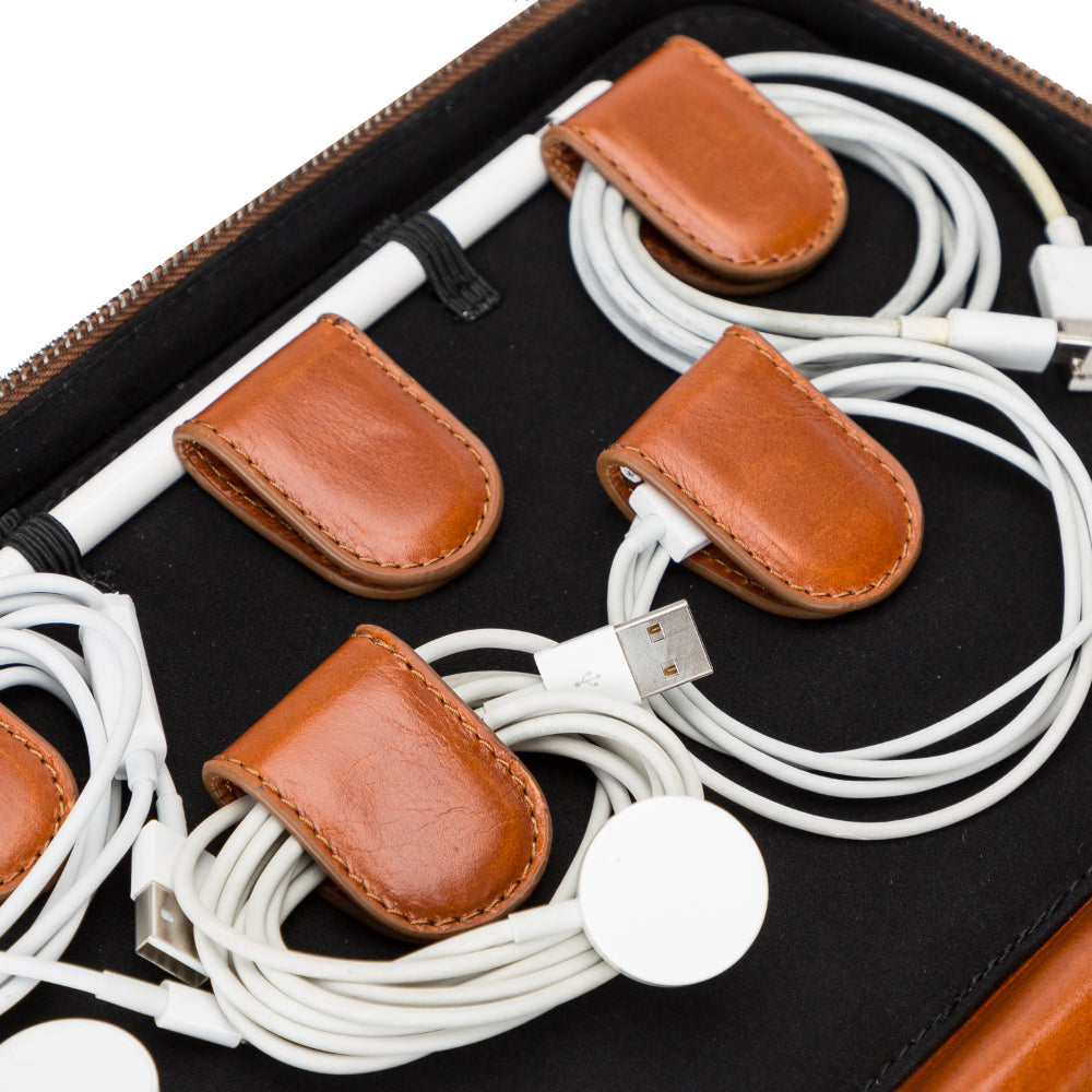 Medicine Handmade Leather Cable Travel Organizer