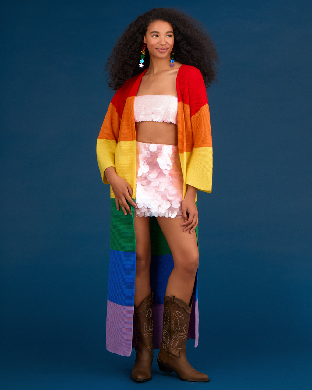 Striped Dropped Shoulder Long Cardigan PRIDE Edition