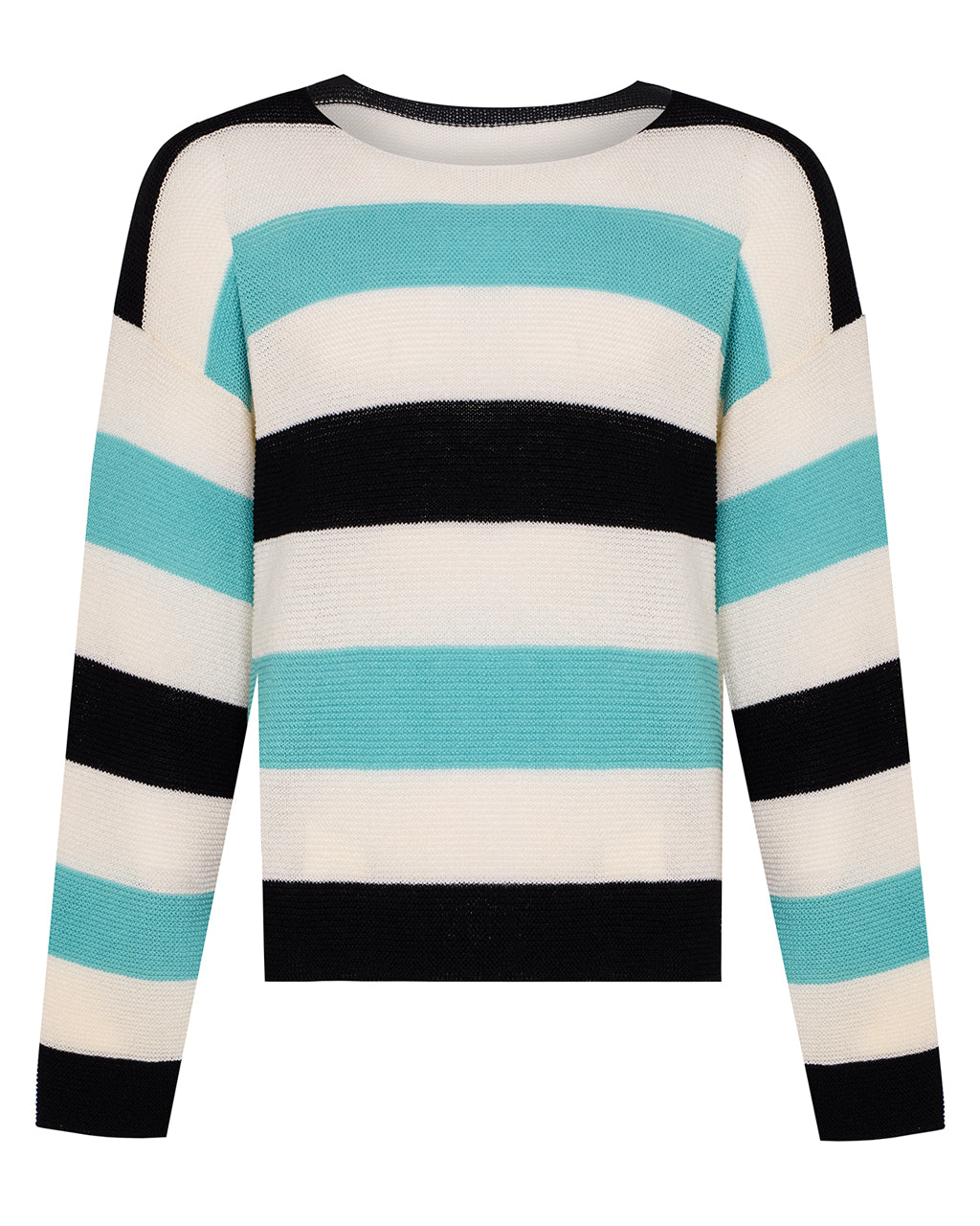 Striped Dropped Shoulder Top Blue & Black