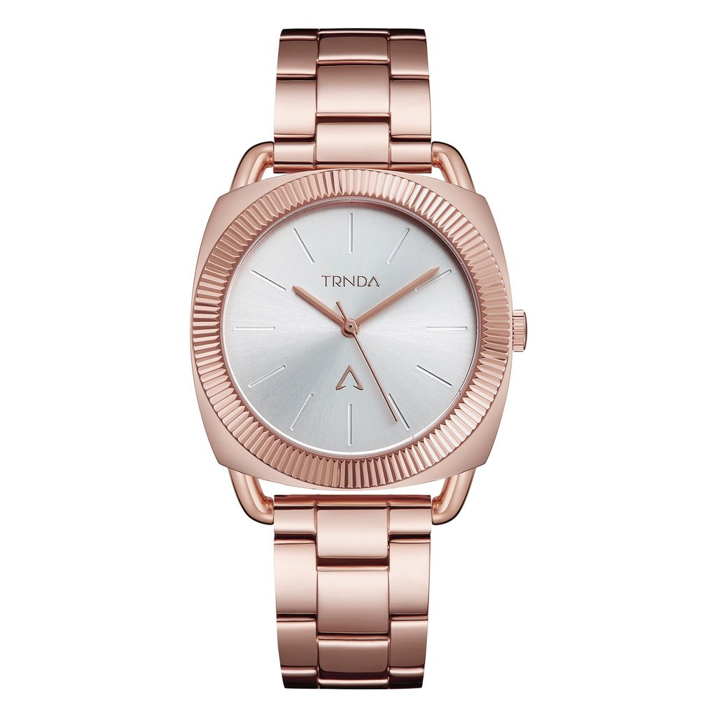 Trnda Women's Rose Gold Stainless Steel Watch, Silver Dial | Trnda-001-0