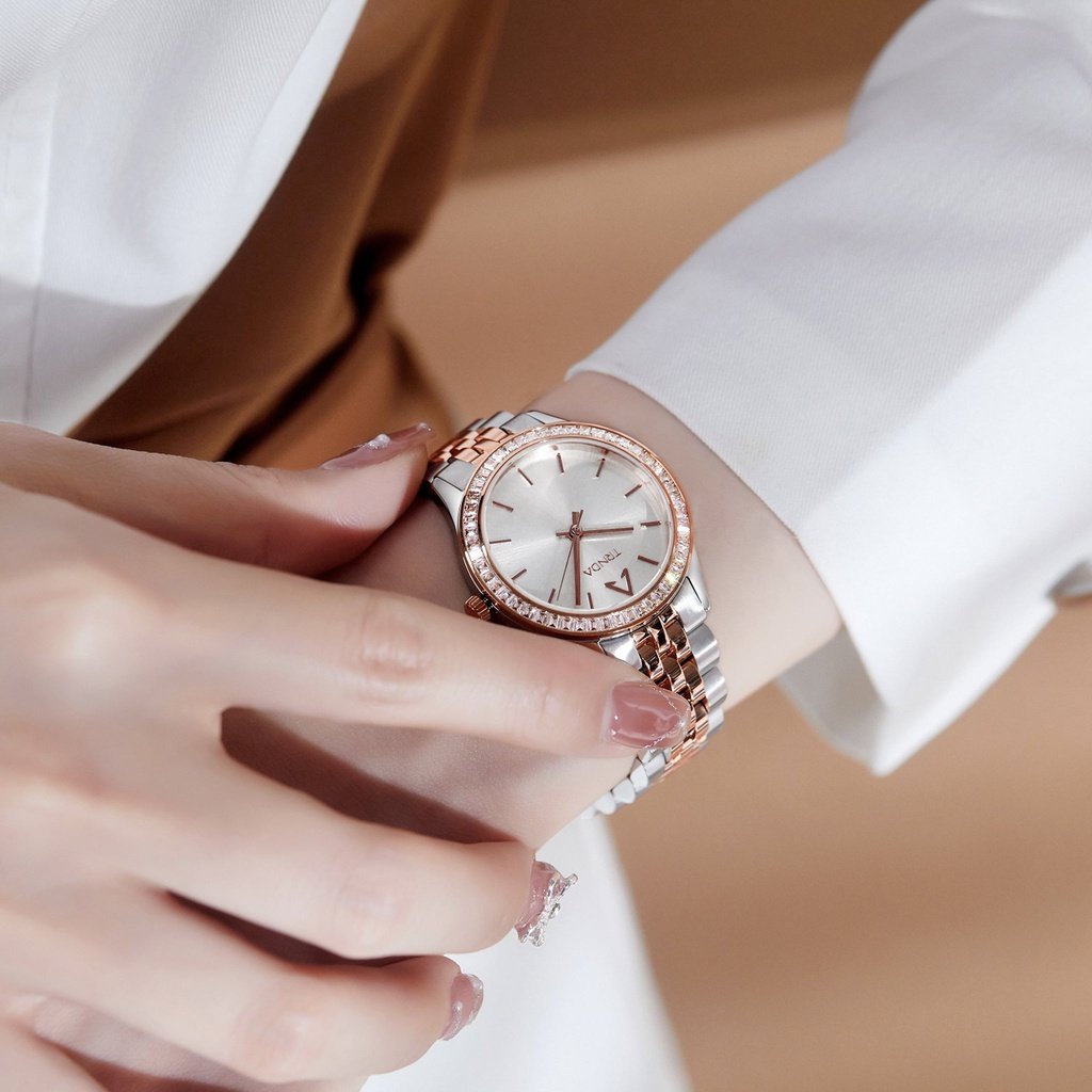 Trnda Women's Stainless Steel Watch, Silver & Rose Gold | Trnda-32mm-1