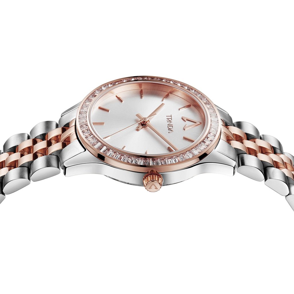 Trnda Women's Stainless Steel Watch, Silver & Rose Gold | Trnda-32mm-2