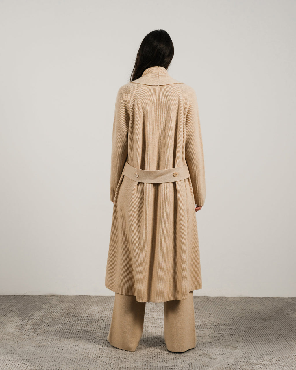 Cashmere Mix Shawl-Collar Maxi Ribbed Cardigan