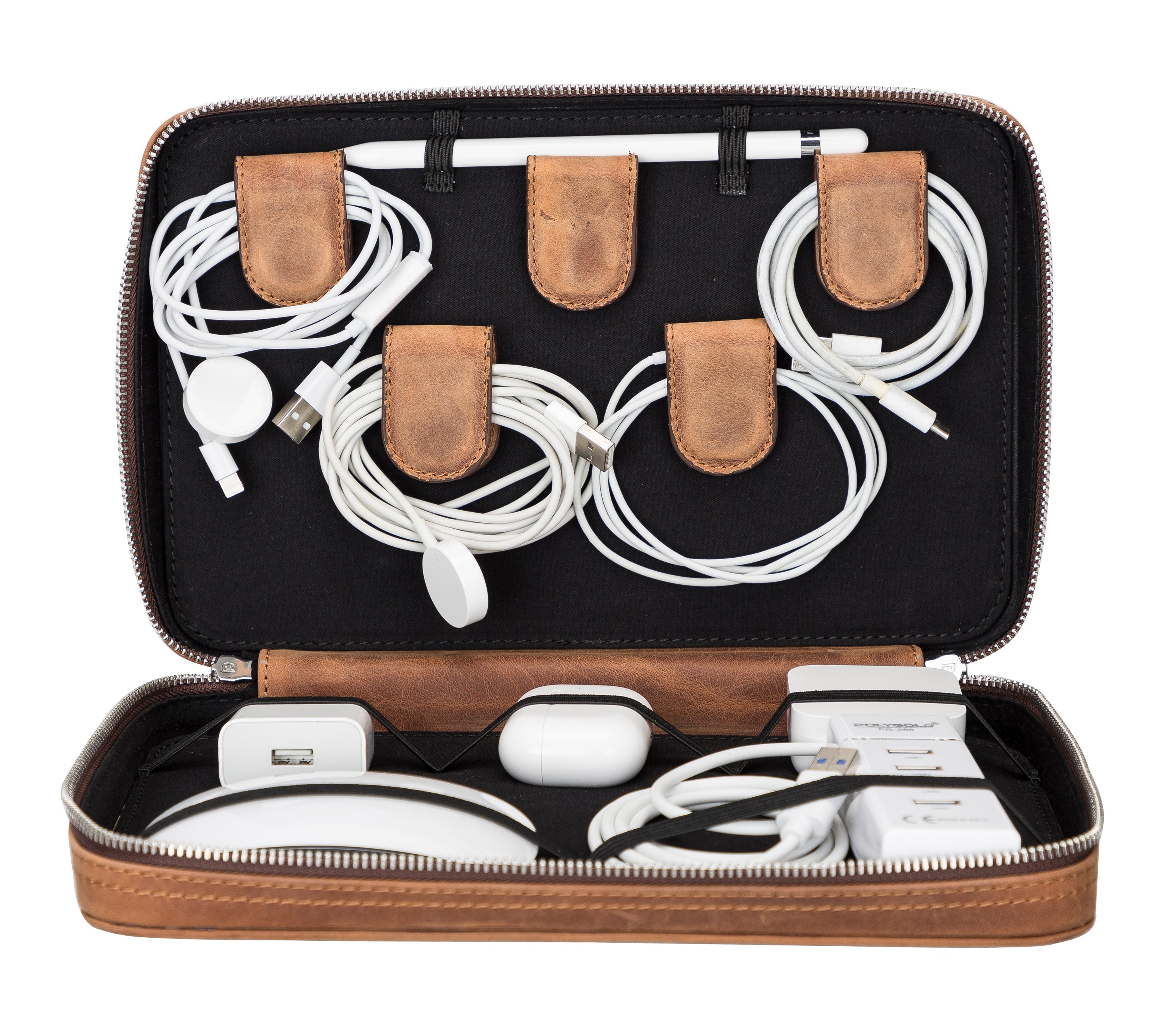 Medicine Handmade Leather Cable Travel Organizer
