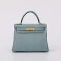 Blue Genuine Ostrich Skin Leather Flap Tote Bag