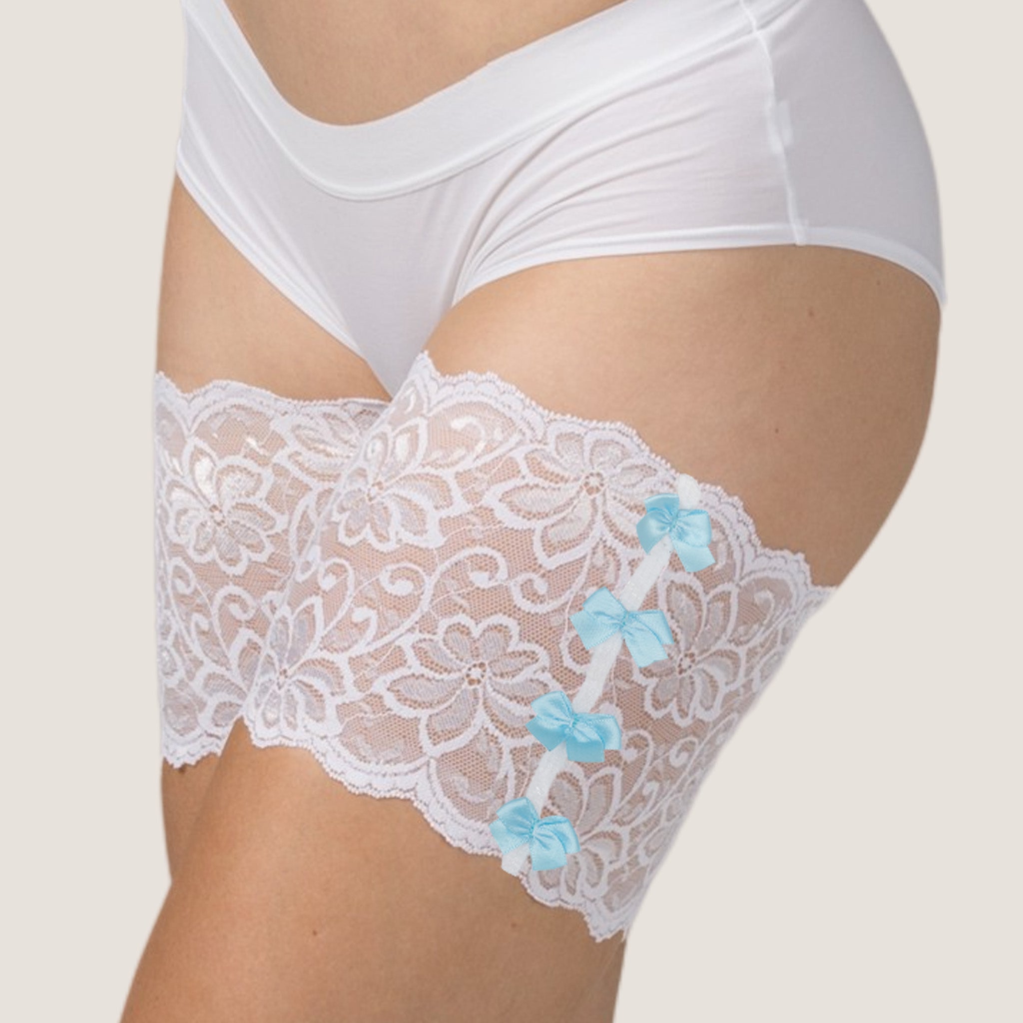 Anti-Chafing Thigh Bands | Bandelettes® Dolce Lace White Limited