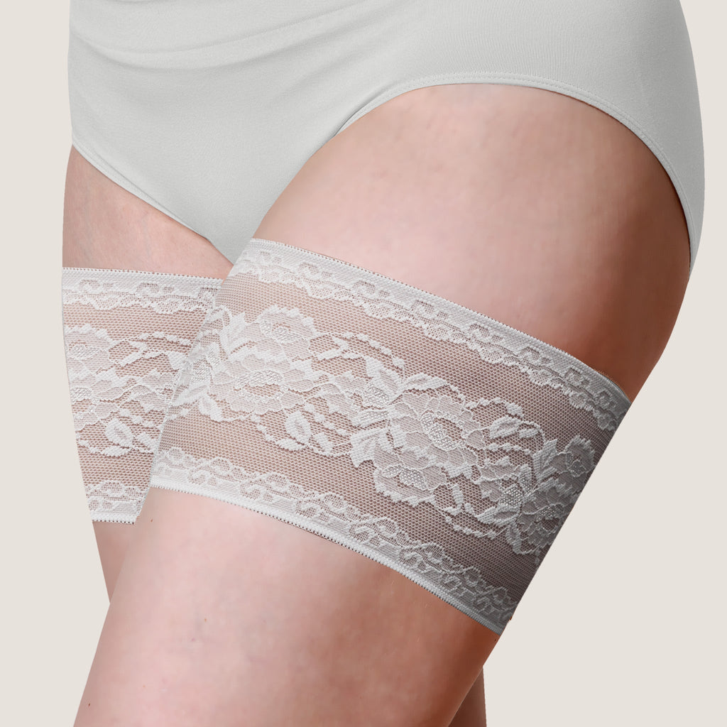 Anti-Chafing Thigh Bands | Bandelettes® Peony Lace White