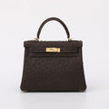 Black Genuine Ostrich Skin Leather Flap Tote Bag
