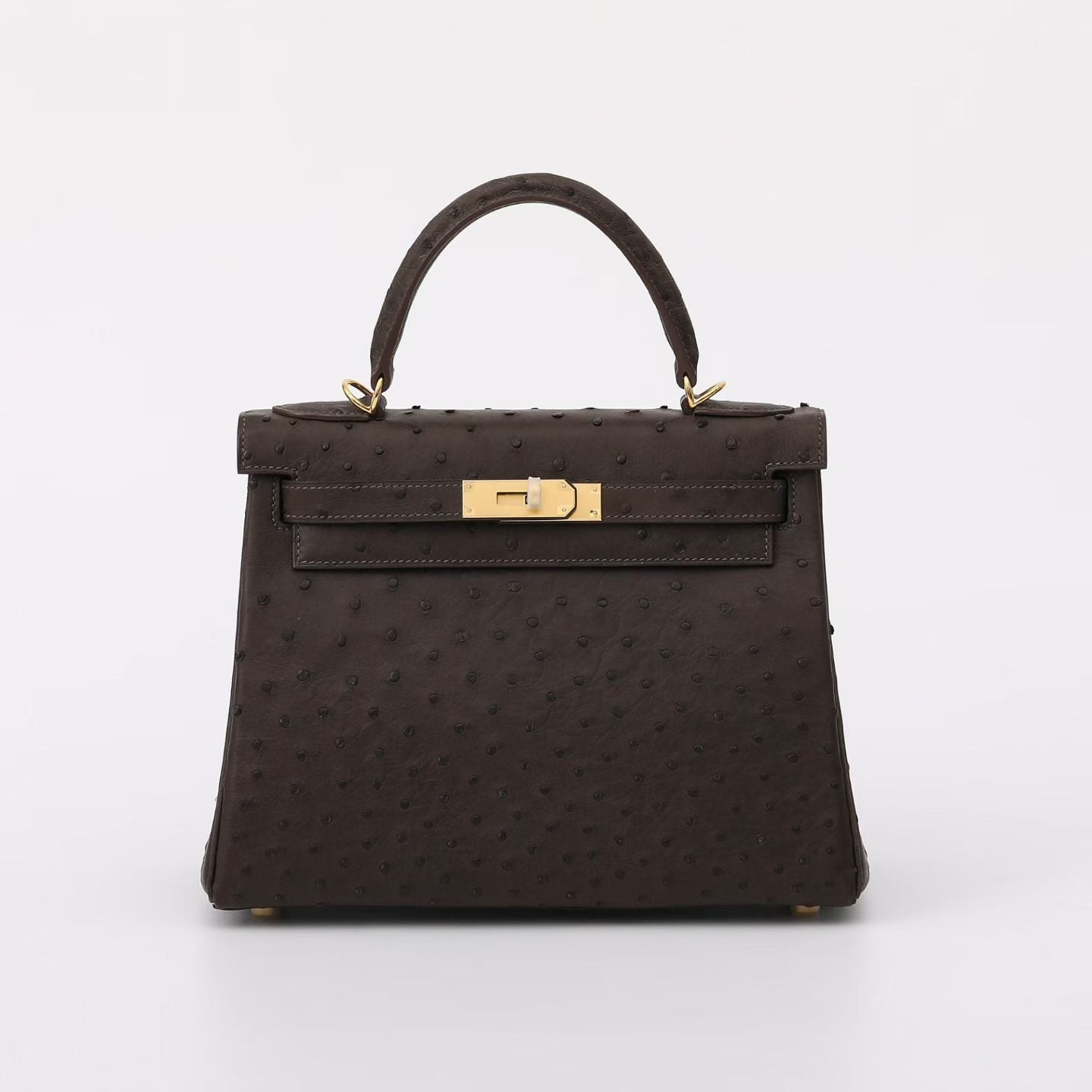 Black Genuine Ostrich Skin Leather Flap Tote Bag