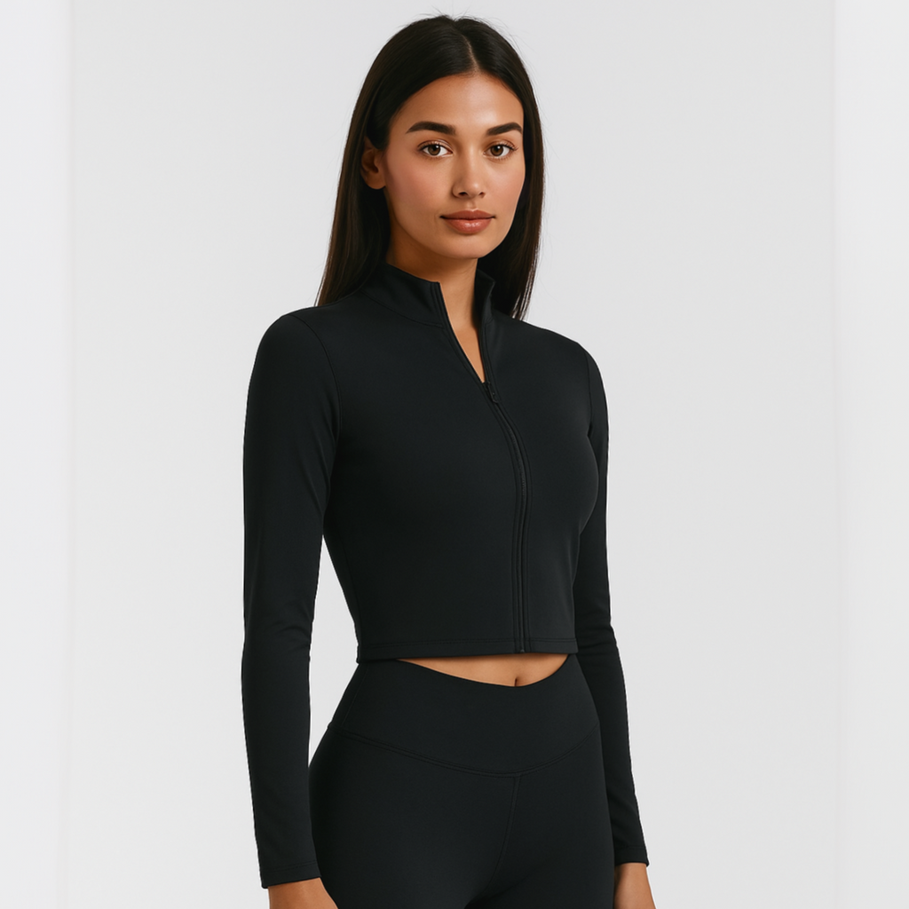 4013 - Women's Athletic Cropped Zipper Jacket