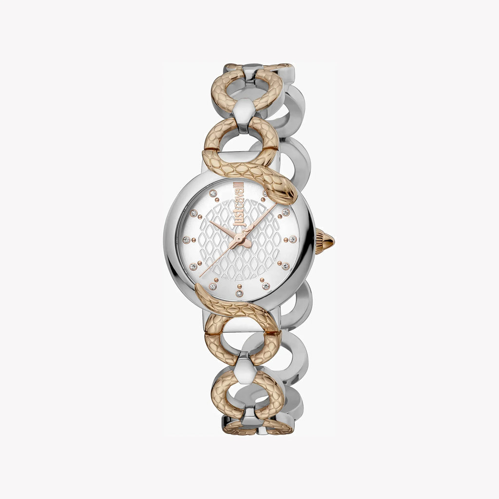 Just Cavalli Women's Silver & Rose Gold Watch, Silver Dial | Jc1l206m0065