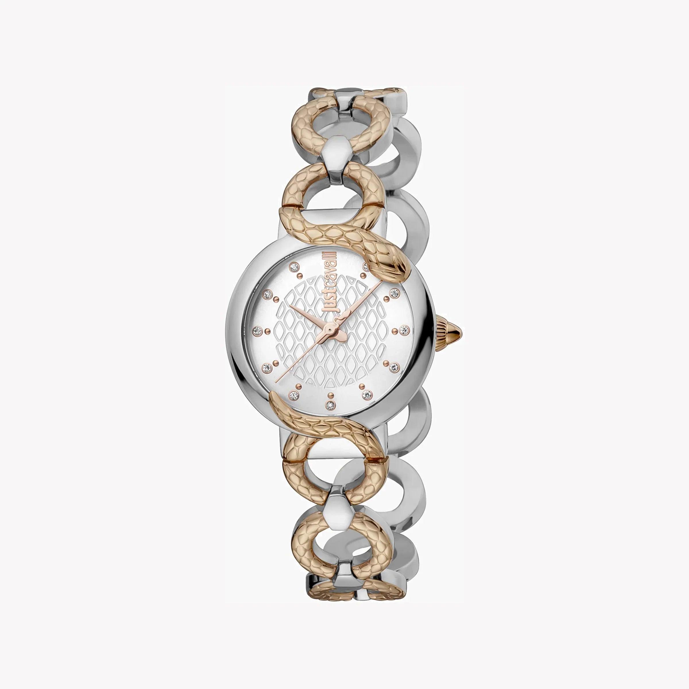 Just Cavalli Women's Silver & Rose Gold Watch, Silver Dial | Jc1l206m0065