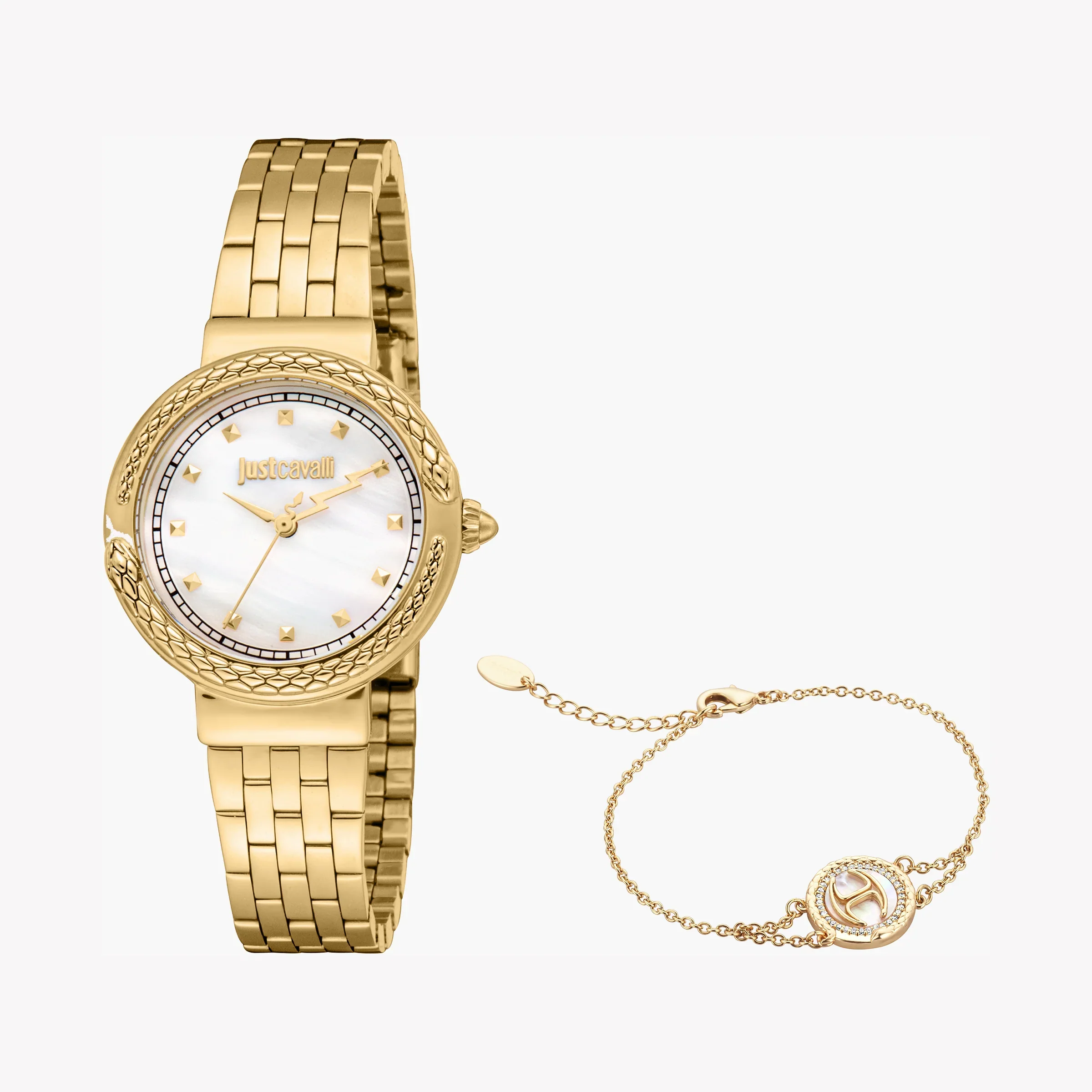 Just Cavalli Women's Gold Watch, White Mother-Of-Pearl Dial | Jc1l311m0025