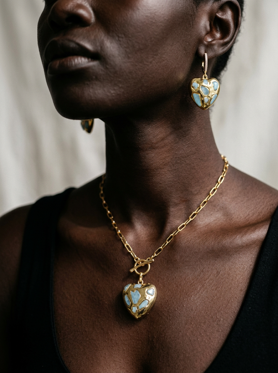 Worthy Gold Larimar Heart Drop Earrings-2