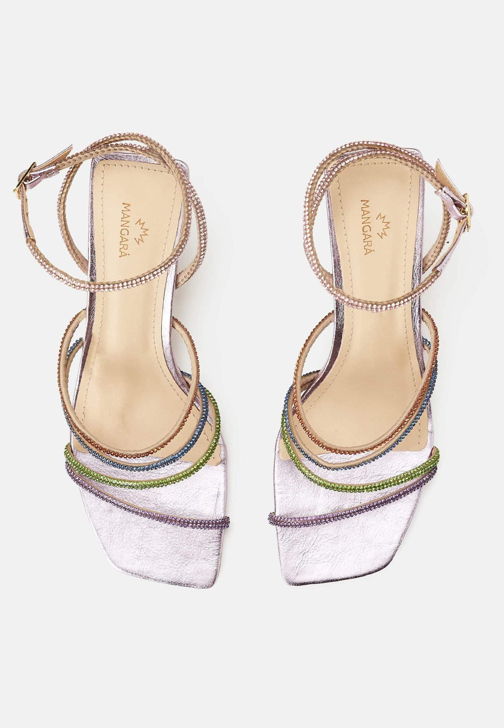Arca Leather Sandals – Crystal Straps Flat Purple