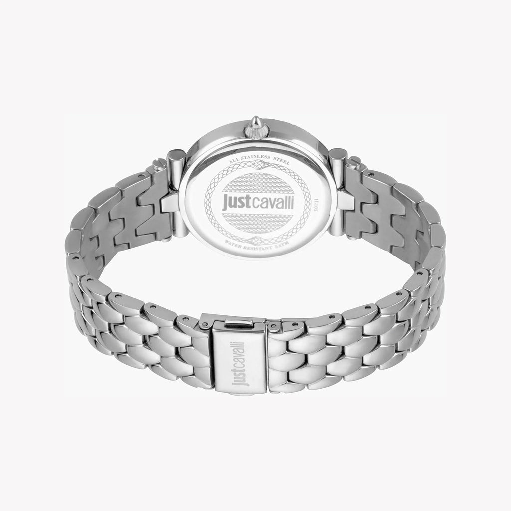 Just Cavalli Women's Silver Watch, White Mother Of Pearls Dial | Jc1l105m0055