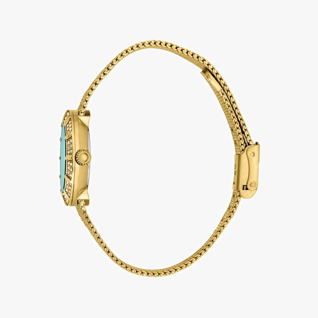 Just Cavalli Women's Gold Stainless Steel Watch, Turquoise Dial | Jc1l253m0065