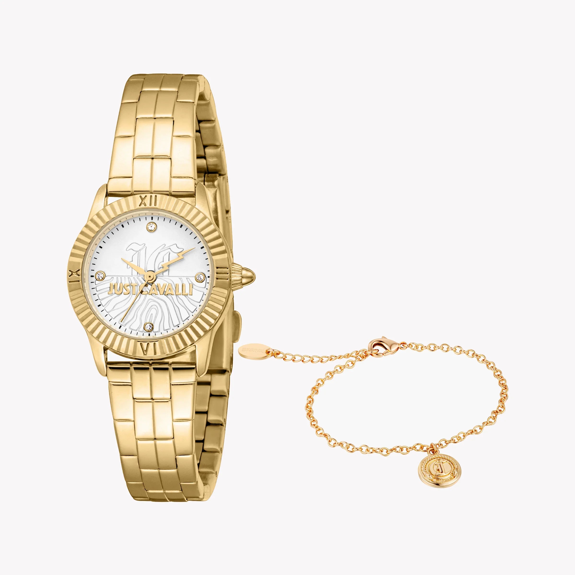 Just Cavalli Women's Gold Alloy Watch, Silver Dial | Jc1l328m0055