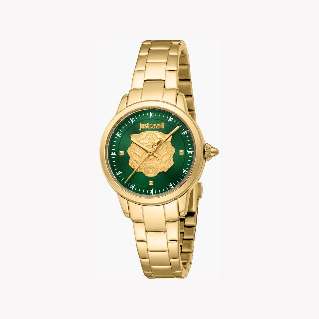 Just Cavalli Women's Gold Watch, Dark Green Dial | Jc1l334m0065