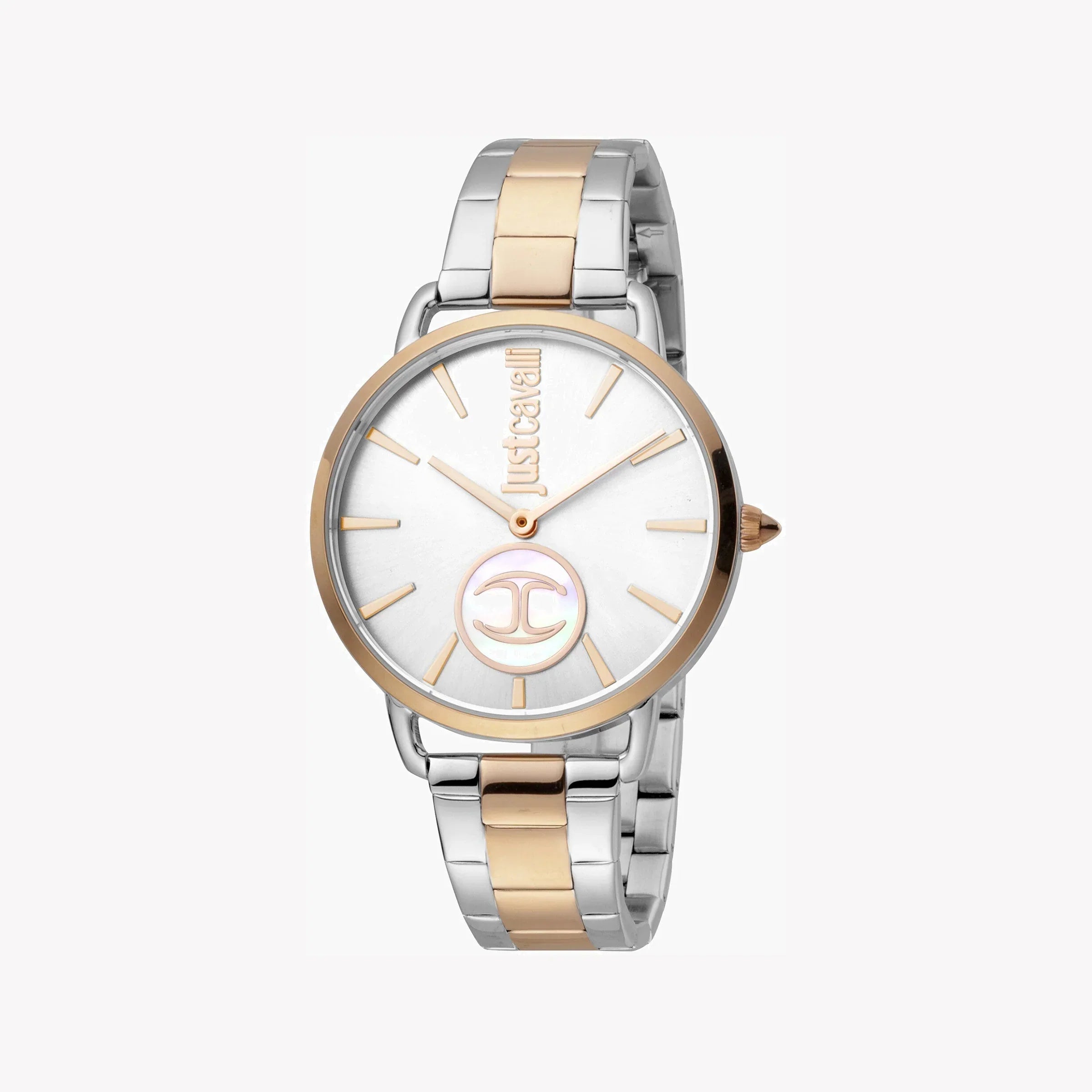 Just Cavalli Women's Silver & Rose Gold Watch, Silver Dial | Jc1l117m0095