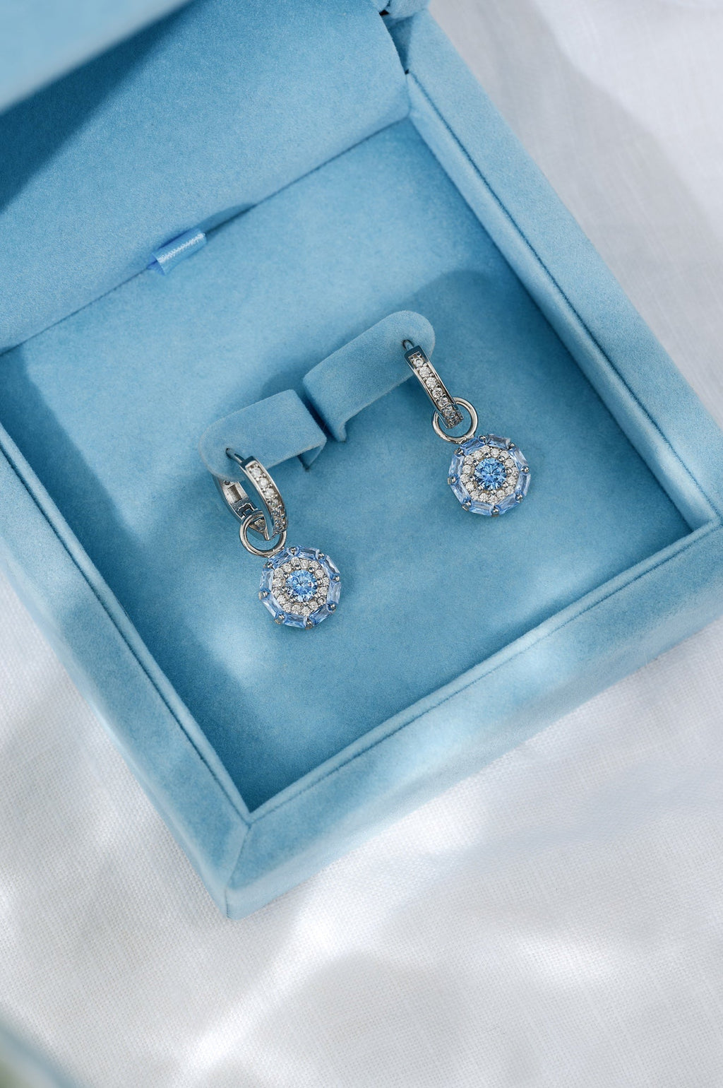 Something Blue Drop Earrings: Silver-3