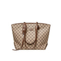 Bella Khaki Checkered Tote Bag