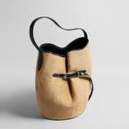 Belted Woven Straw Bucket Bag – Marte Grass Leather