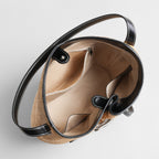 Belted Woven Straw Bucket Bag – Marte Grass Leather