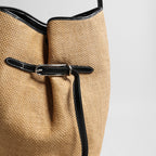 Belted Woven Straw Bucket Bag – Marte Grass Leather