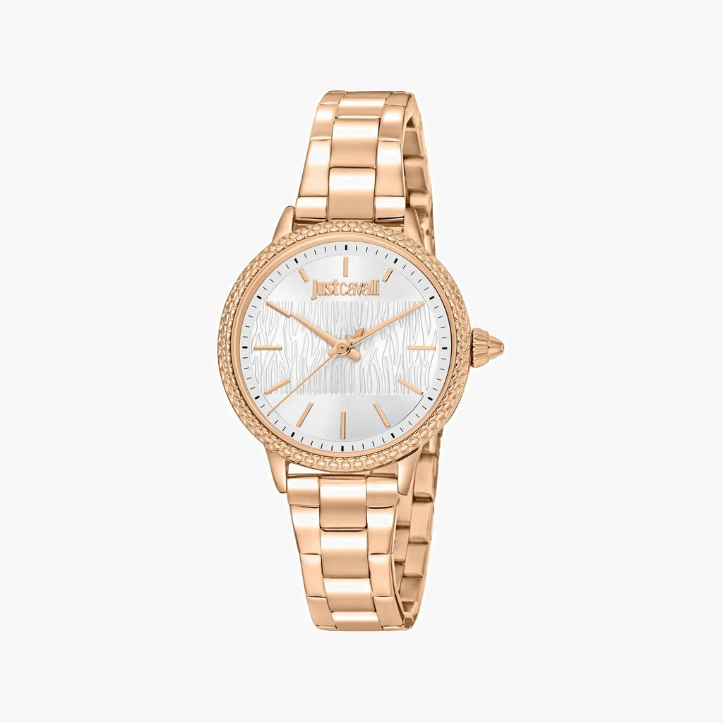 Just Cavalli Women's Rose Gold Stainless Steel Watch, Silver Dial | Jc1l259m0075