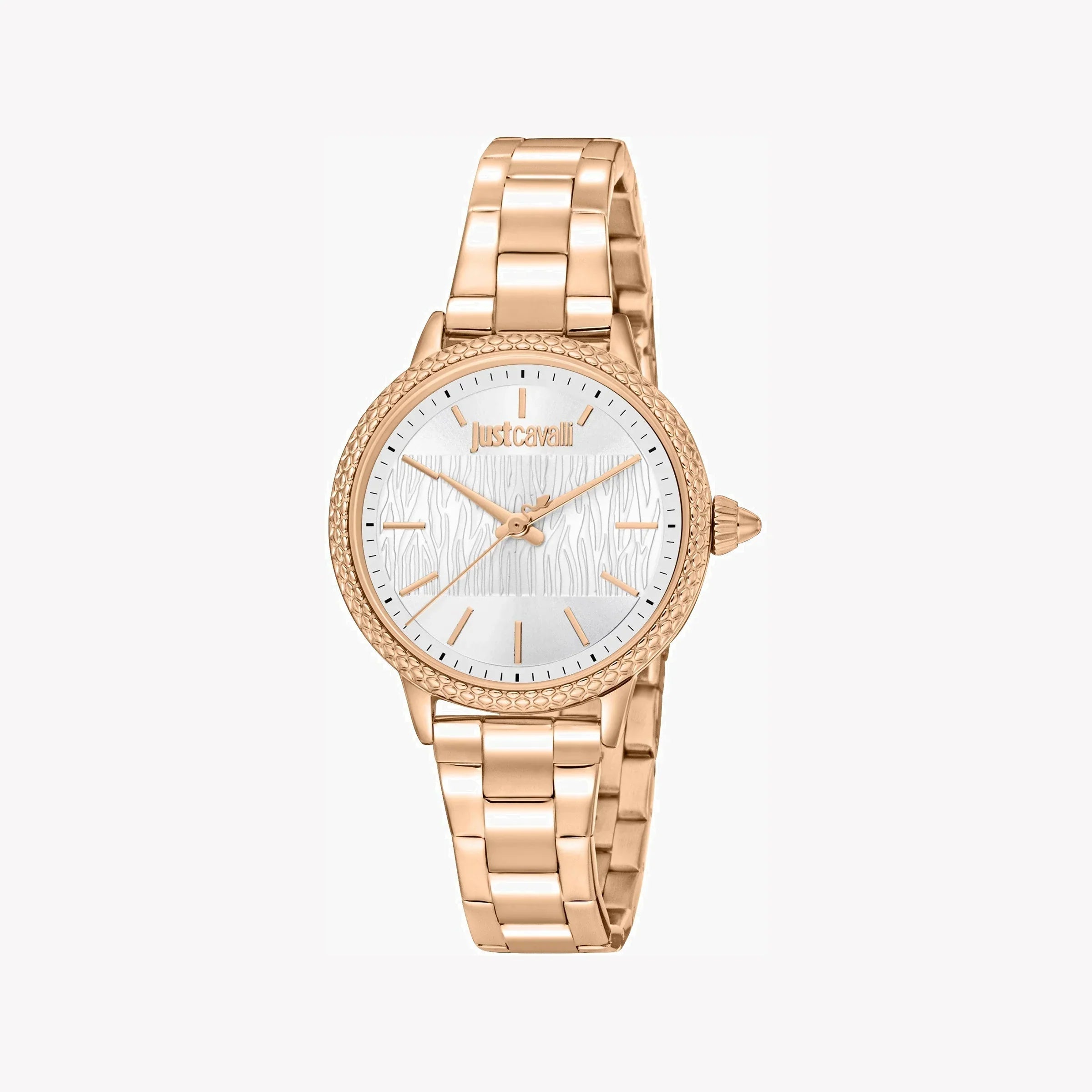 Just Cavalli Women's Rose Gold Stainless Steel Watch, Silver Dial | Jc1l259m0075