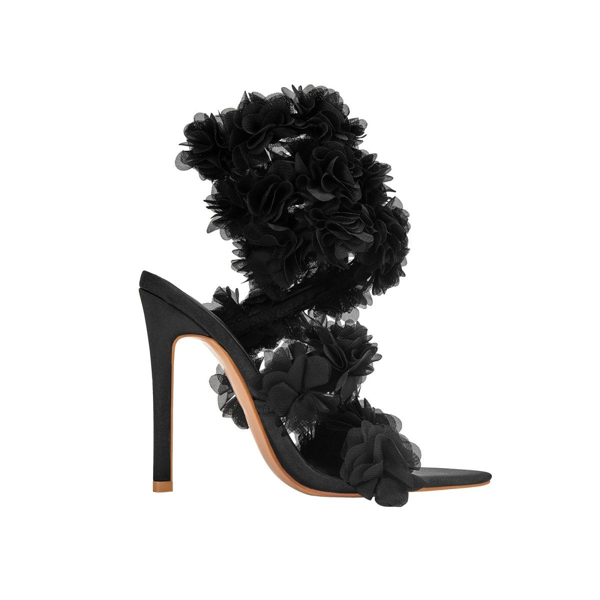 Black Furry Strappy Sandals