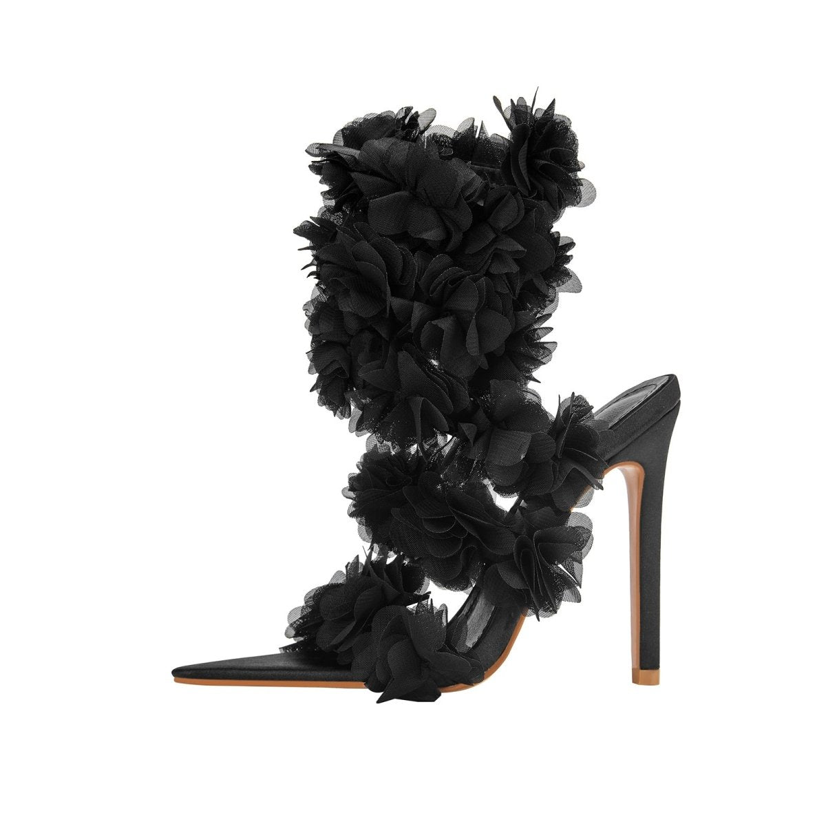 Black Furry Strappy Sandals