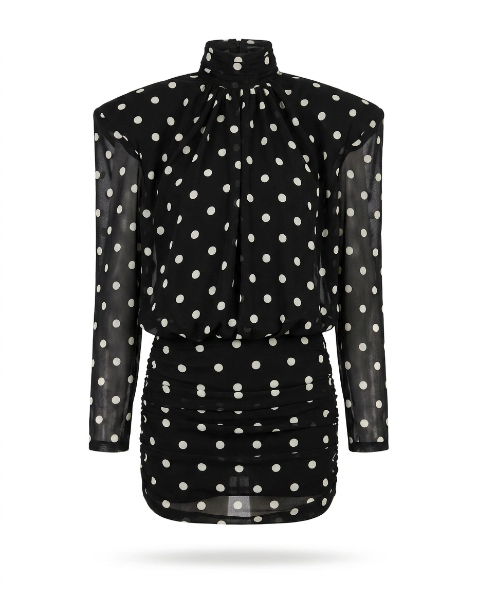 Audacious Polka Dot Mesh Mini Dress-4