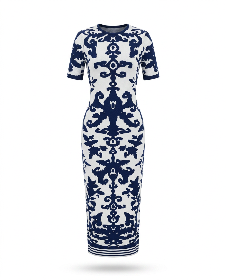 Confident Jacquard Bodycon Maxi Dress-4