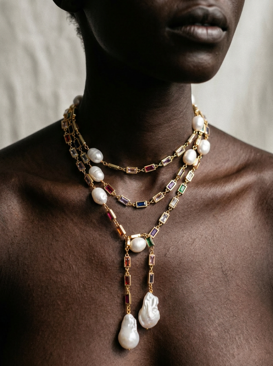 Divine Pearl Layered Lariat Necklace-0