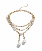 Divine Pearl Layered Lariat Necklace-3