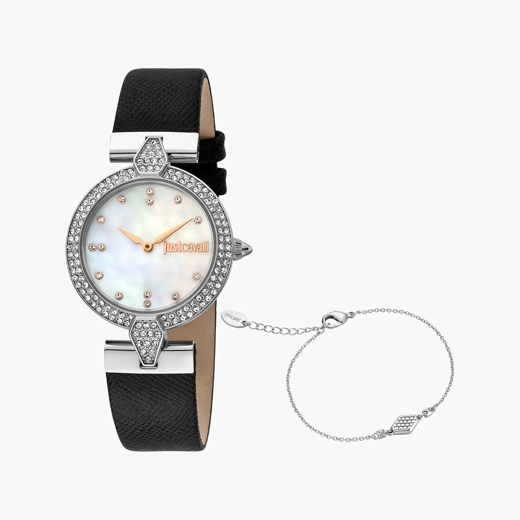 Just Cavalli Women's Leather Watch, White Dial | Jc1l159l0015