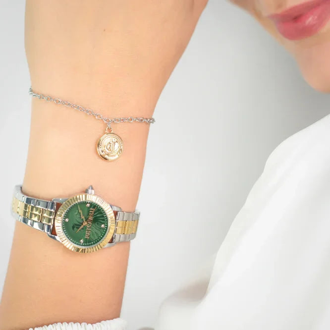 Just Cavalli Women's Two-Tone Watch, Dark Green Dial | Jc1l328m0085