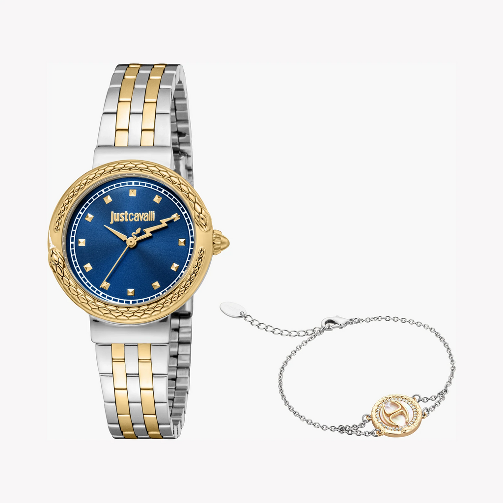 Just Cavalli Women's Two-Tone Watch, Dark Blue Dial | Jc1l311m0065