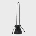 Soft Calfskin Drawstring Bucket Bag – Mini Crossbody Purse with Ruched Opening