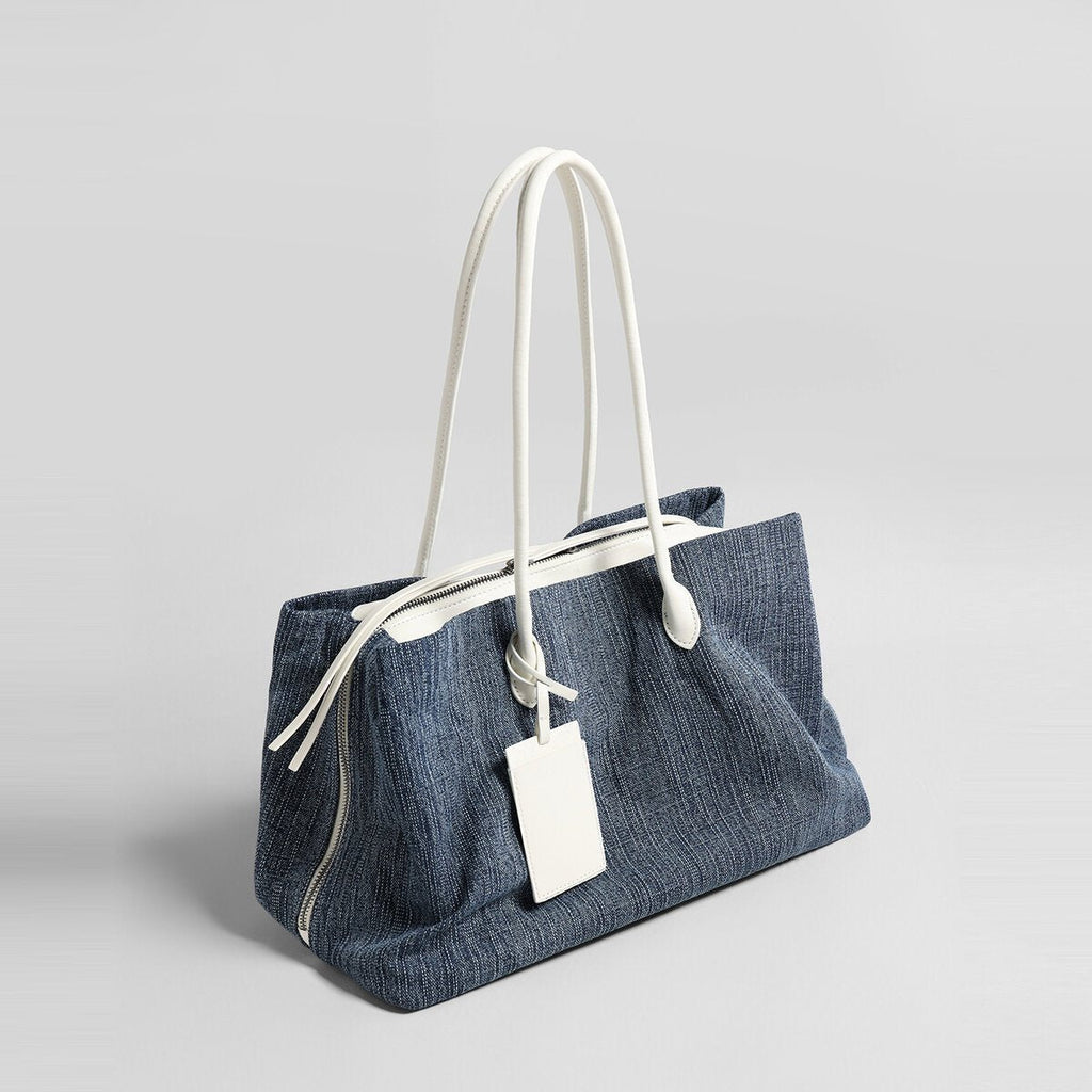 Canvas & Leather Large Capacity Commuter Tote – Triple-Compartment Work & Travel Shoulder Bag
