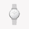 Pierre Cardin Women's Silver Leather Watch, White Dial | Cbv.1115