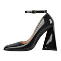 Chunky Square Toe Ankle Strap Heels