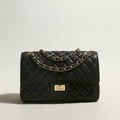 Classic Black Quilted Caviar Leather Flap Shoulder Bag – Diamond Quilted Chain Strap Crossbody Bag