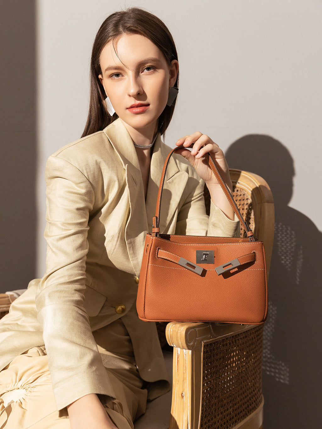 Classic Leather Box Bag – Structured Palm-Grain Calfskin Bag with Turn-Lock Hardware